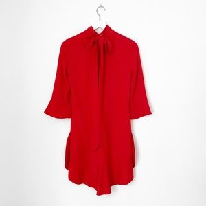 Karen Millen RED Ruffle Hem High Neck Dress